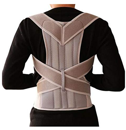 Neopren-Rückenkorsett, Glätteisen, Schulter- und Rückenschmerzen, Gürtel, Wirbelsäulenstützgürtel, Männer und Frauen (Farbe: Silber, Größe: Mittel) Journey