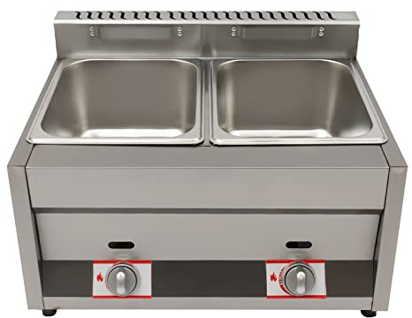 Gas Fryer, 12L/3.17Gal Commercial Countertop Gas Deep Fryer With Dual Tank Frying, Stainless Steel Propane Food Warmer Kitchen Steamer With Switch Control 50~380 ℃, Restaurant Table Buffet