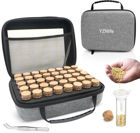 Boîte de rangement pour semences, 40 emplacements, avec étiquettes, autocollants et entonnoir, organisateur de semences, organisateur de semences pour graines de légumes, graines de fleurs, noyaux de