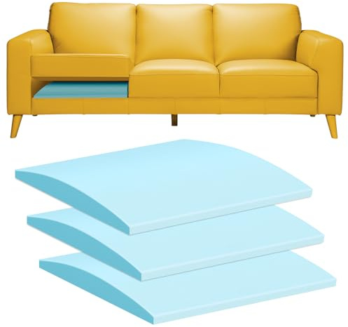 RA RUNNING ALIEN Sofa Couch Cushion Support for Sagging Seat,20X20X2 Arched High Density Foam Cushion,Blue Couch Cushion Replacement for Armchair,Loveseat,Set of 3