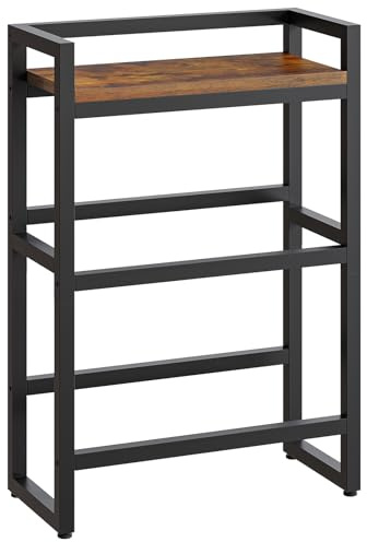 HOOBRO Étagère à 3 Niveaux pour 2 caisses de Boissons, Support pour casier de bières et de Fruits, Charge de 50 kg/Niveau, pour Cuisine, Garde-Manger, Boutique, Marron Rustique et Noir EBF102CJ01