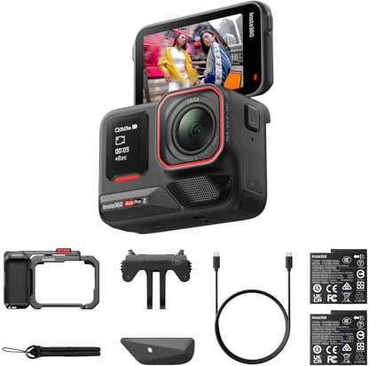 Insta360 Ace Pro 2 Pack Xplorer Gris Ardoise - Caméra d'action étanche 8K co-conçue avec Leica, capteur 1/1,3, Double Puce d'IA, qualité en Basse lumière, Audio avancé, Double Batterie