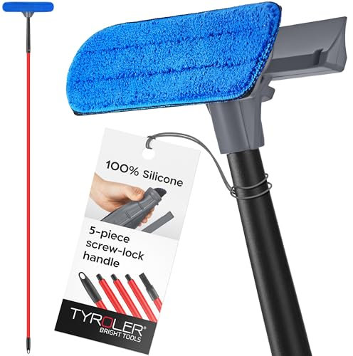 Tyroler Window Squeegee | 30-200 cm Window Cleaning Equipment | 2-in-1 Professional Window Cleaning Kit | Telescopic Window Cleaner Extendable | 2 Microfiber Cloths included