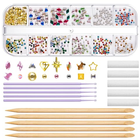 Teeth Gems Kit - Reflekterande Crystal Tooth Ädelstenar | 12 Sparkling | Dekoration för Halloween Party, Easy Apply Shiny Smile Accessory, Creative Costume Festival Makeup Tool