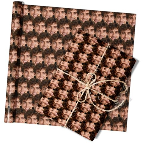 Carta da regalo personalizzata con foto di facce buffe personalizzate, rotolo di carta da regalo per anniversario, San Valentino, compleanno, famiglia, amico, 50x100/150/200 cm, 2 rotoli