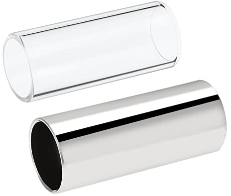Generic Stainless Steel and Plexiglass Guitar Slide Set Smooth Surface for Nice Sounds, Suitable for Guitar Lovers 2pcs Stainless Steel and Glass Tone Bar Set for Most People
