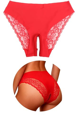 comeondear String Ouvert Sexy Tanga sans Couture Femme Grande Taille | Culotte Fendue,Dentelle,Bikini,Slip Bresilien Respirante, sous-vêtements Féminins,Invisible Underwear,Stretch,Séchage Rapide