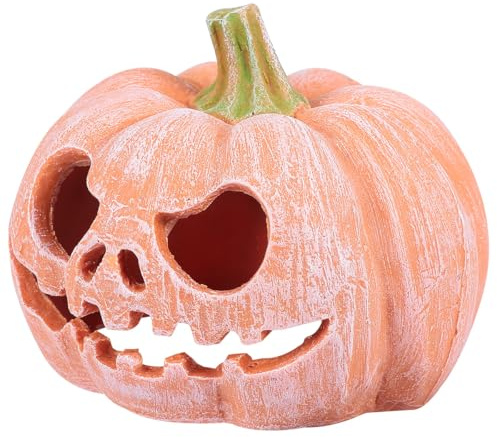 Gatuida Cueva de Resina en Forma de Calabaza Pequeña para Reptiles, Escondite Natural Ecológico y Duradero para Terrario, Decoración Realista para Hábitat de Mascotas Pequeñas