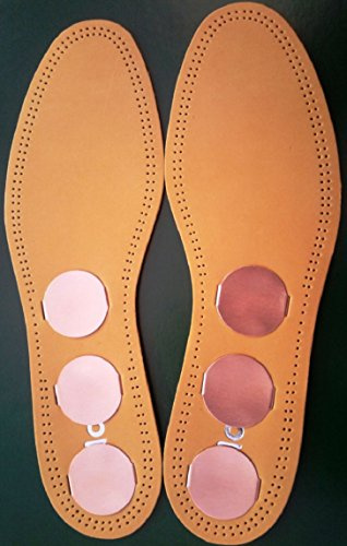 Sabona Plantillas de cuero de cobre 37, unisex, beige, terapéuticas, de longitud completa, antimicrobianas