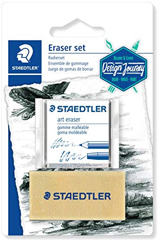Staedtler Gommes artistiques de haute qualité, Étui blister avec 1 gomme mie de pain et 1 gomme artistique, 5427SBK2-C - version allemande