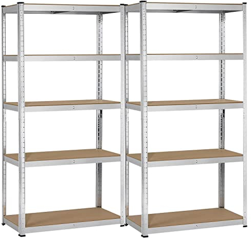 Yaheetech 2X Lagerregal 180 x 90 x 40 cm Schwerlastregal Steckregal 875kg Metallregal 5 MDF-Platten Kellerregal Werkstattregal