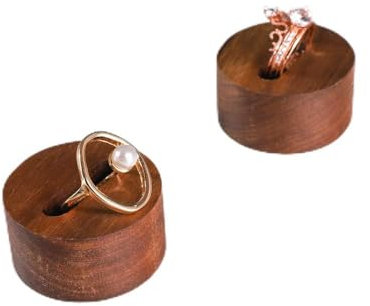GemeShou 6 org. conservazione anelli gioielli legno, supporto con slot esposizione anelli dettaglio, vassoio porta-anelli gioielli noce piccolo per dec. stanza ragazze/donne【Rotondo 6 pezzi】