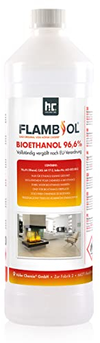 Höfer Chemie Bioéthanol 96,6% Premium 1 x 1 L - pour Cheminée de Table, Cheminée & déco de Jardin - sans Fumée ni suie - A Base de maïs & de Betteraves