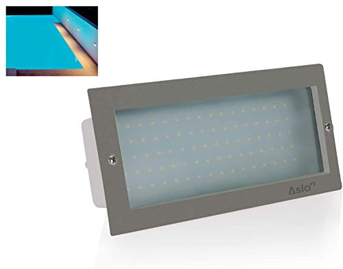 ASLO® Lámpara de pared LED empotrable de acero inoxidable, diseño de pared, lámpara de pared LED para interior y exterior, IP54, 8 W, 500 lm, 5000 K, incluye bombilla [clase energética A+]