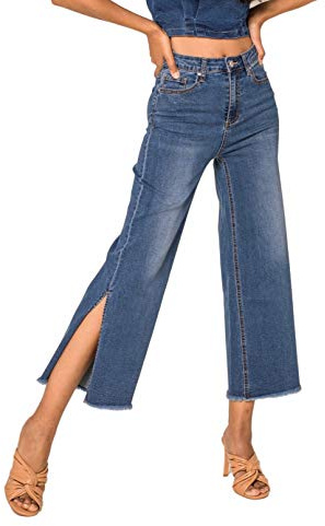 Nina Carter Art. Q1867 & Q1868 Jeans da donna Flared Cropped Capri Blu scuro (Q1868) XS
