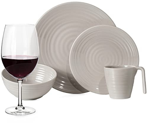 Vaisselle de camping en mélamine pour 4 personnes Café 16 pièces + verres Tiamo rouge Vaisselle de table pique-nique BBQ