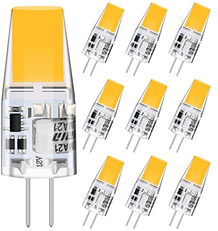 G4 LED-lampor, icke dimbar 3W LED-lampor glödlampor 3000K varmvita 300lm LED-lampor glödlampa ersättning för 30W halogenlampor 12V AC / DC, 360 ° strålvinkel, 10st Pack