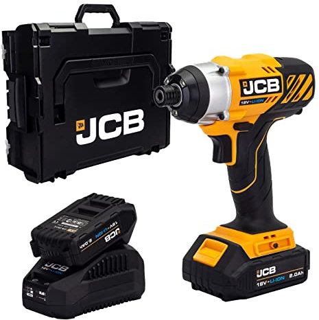 Jcb 18v Impact Driver, 2pcs 2.0ah Lithium-ion Battery And 2.4a Charger, 2000rpm, 150nm Torque, Cordless Drill With Built In Led Light & Charge Indicator