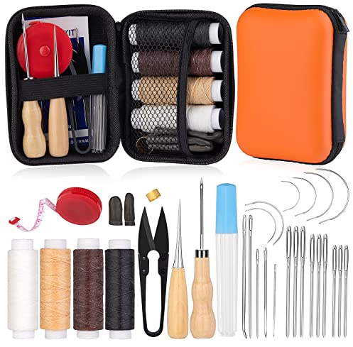 Benlay Kit de Couture Complet, Set de Reparation Cuir Complet Premium Couture Accessoires Aiguilles de Couture avec Sac de rangement pour la Maison, Les Voyages et Les Urgences