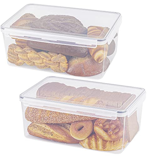 Tiawudi 2 Pack Large Bread Box for Kitchen Countertop, Airtight Bread Storage Container for Homemade Bread and Bakery Loaf, Plastic Bread Keeper, 11.6 Qt / 11L Each
