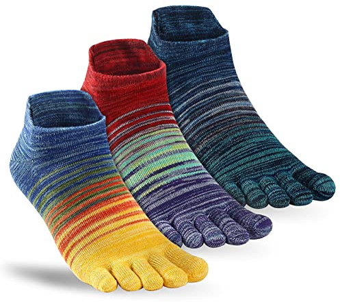 OrrinSports Toe Socks for Men Women 3 Pairs Ankle Running Socks Cotton Breathable Five Finger Socks