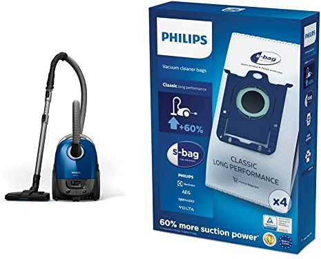 Philips Performer Compact Série 3000 Aspirateur avec Sac - 900 W avec Filtre Anti-Allergènes, Rayon d'action de 9 m (XD3110/09) & Philips FC8021/03 4 Sacs S'bagTM