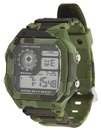 VGEBY Digitaluhr, Multifunktions-Outdoor-Sportuhr, Modisch, Quadratisch, Leuchtend, Wasserdicht, Chronograph für Damen und Herren (OD-Grün)