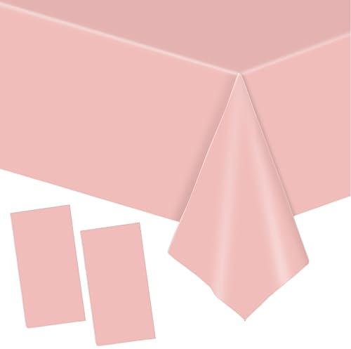 2 pezzi di tovaglia monouso rosa in carta, rotolo di tovaglia in plastica per feste, 137 * 274 cm, tovaglia impermeabile per tavolo per feste a tema api, compleanni dei bambini, matrimoni, Natale