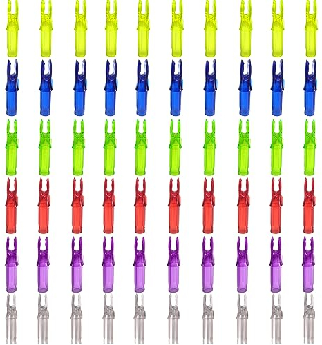 HNZMDY 60pcs Bogenschießen Pfeil Nocken mit Entferner Werkzeug ID 6.2mm/.244 Pfeilnocke Einsetzen Pfeil Schwanz für DIY Jagd Schießen Pfeile (Mischfarbe 2)