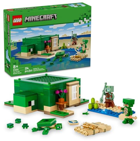 LEGO Minecraft The Turtle Beach House Construction Toy, Minecraft House Building Set with Turtle Figures, Accessories, and Characters from The Game, Gift for 8 Year Old Gamers, Boys and Girls, 21254