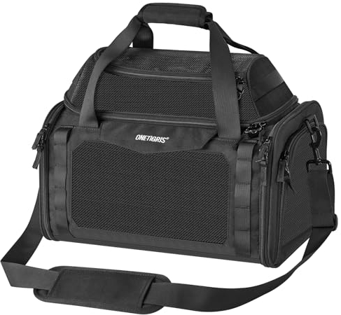 OneTigris Hundebox Hundetransportbox Faltbar 43 x 28 x 32 cm, Atmungsaktiv Transporttasche Katzentransportbox Katzenbox Hundetasche Schwarz
