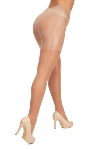 OVISSA Women’s Tummy Control 40 DEN Shaping Tights – Push-Up Effect – Slimming High Waist Pantyhose with Shaping Shorts – Nude Size L