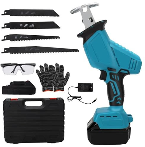Sierra Alternativa Inalámbrica Compatible con Makita 18V, Sierra Sable Eléctrica Velocidad Variable, Sierra Manual con Cambio Hoja sin Herramientas, para Metal, Tuberías, Poda Árboles (Una Batería)