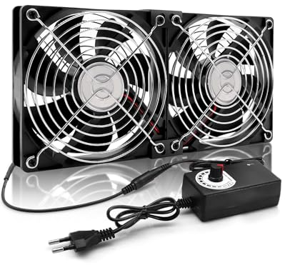 RUIZHI 240mm 12V PC Ventola Di Alloggiamento - Velocità Del Vento Regolabile, Ventilatore per PC, AC 220V - 240V, 2750Rpm, Portatile Ventilatore per TV, Radio, Router, Doppia