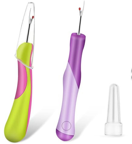 JIYIN 2 Stück Nähen Nahttrenner, Nahtabscheider Nahtauftrenner Nähwerkzeuge Stichentferner Nähfadenentferner Nähen Zubehör Seam Ripper Nahtauftrenner zum Öffnen von Nähten (Lila+Grün)