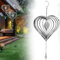 Stainless Steel Wind Spinner, 3D Heart Hanging Garden Ornament for Outdoor Decor, Metal Wind Chime to Scare & Deter Birds, Whirligig Wind Spinners, Reflective Yard Decoration for Porch Balcony Trees