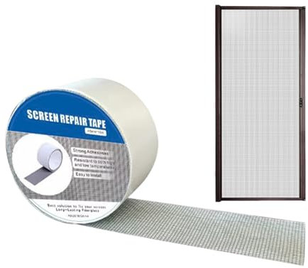 Jvjggag Screen Tape Mesh Repair, Heavy-Duty Fiberglass Patch, Strong Adhesive & Waterproof, Fixing Holes & Tears, Home & Outdoor Use, 4.8x100cm/1.89x39.37 Inches, Gray