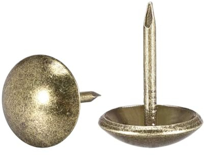 Unifizz 50 chiodi decorativi per tappezzeria, 12 x 17 mm, con testa rotonda, per mobili, color bronzo, per divani, sedie, testiere, tappeti, artigianato del legno