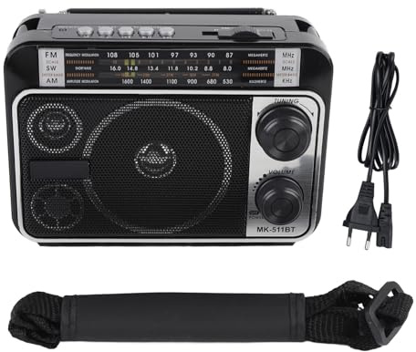 Vvikizy Portable FM Am SW Radio BT Speaker Vintage Retro Retro con Reproducción USB o SD y Antena Telescópica para Viajes Al Aire Libre en Casa (Enchufe de la Smart luidsprekers
