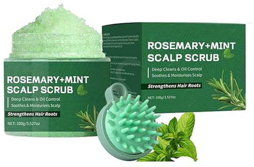 Gommage du Cuir Chevelu au Romarin avec Huile de Menthe,Gommage Capillaire,Exfoliant Nourrissant pour le Cuir Chevelu,Shampoing à L'Arbre à Thé, Anti-Chute de Cheveux