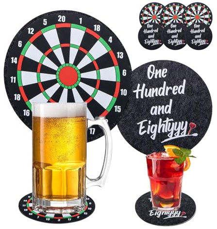 KHstylehoo Beer Mats For Home Pub, Coasters Set of 6 Dartboard, Felt Dart Mat, 6Pcs Round Funny Darts Gifts for Men, Bar Accessories for Home Pub, Presents for Drink Coffee Mug Wine Glass Bottle