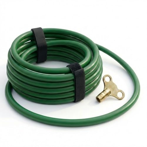 Drain Down Hose Kit, 2 Storage Straps + Bleed Key Drainage of Central Heating Systems, Ideal for Radiator Repair 12mm (1/2) Bore 1 Metre