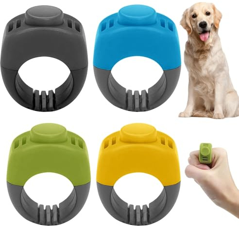 LCFVOFU Set di 4 clicker per cani, 19 mm e 21 mm, accessori per addestramento del cane, clicker per cani e gatti, cavalli (verde, giallo, blu, grigio)