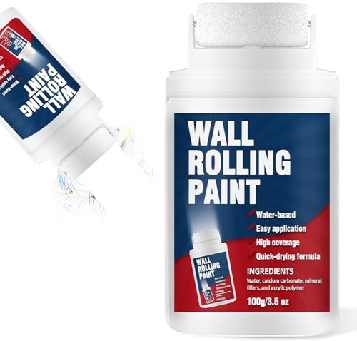 AstraVox Rodillo Pintura Pared, Pintura Blanca a Base De Agua Para Paredes y Techos. Kit De Rodillo Integrado Que Cubre Eficazmente Grafitis, Huellas y Arañazos. Secado Rápido, Bajo Olor