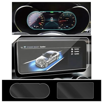 Lámina Protectora para Sistemas de navegación en vehículos Mercedes-Benz Clase C W205 (2019-2021), Pantalla del salpicadero, lámina Protectora de Vidrio Templado (GPS y salpicadero).