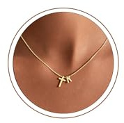 Turandoss Gold Initial Necklace for Women - 14K Gold Plated Letter K Initial Cross Pendant Necklace Personalized Faith Jewelry Communion Christening Gifts for Girls Girlfriend