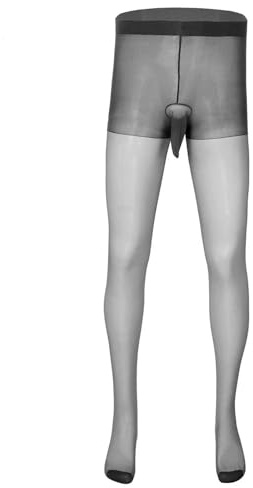 Sniff Rose Men's Sheer Nylon Footed Tights Pantyhose Seamless Stretch Full Length Leggings (Black)