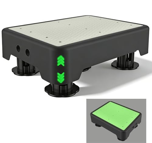 Eirolace - Escalón antideslizante de 15 cm, escalón de 3 niveles ajustable en altura con luz residual, máx. 250 kg, 42 * 32 cm, taburete para interior y exterior para personas mayores, ducha, bañera