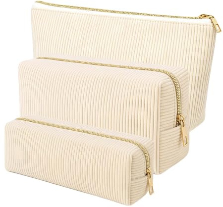 SERAVA 3 Pièces Trousse de Toilette Femme Voyage Velours Côtelé | Trousse de toilette femme idéale pour voyage, salle de bain et sac à main, pratique aussi pour homme au quotidien.