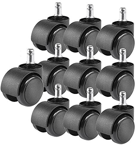 TPFLiving 10x Rotelle per Sedia da Ufficio con Diametro del Perno di 11 mm